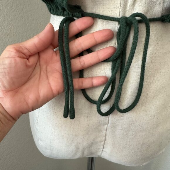 Free People Textured Knit Crop Tank Crew Neck Sleeveless Wide Armholes Cinched H - Picture 7 of 9